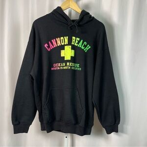 Eagle Large Cannon Beach Oregon Coast Neon Graphic Hoodie Sweatshirt Casual